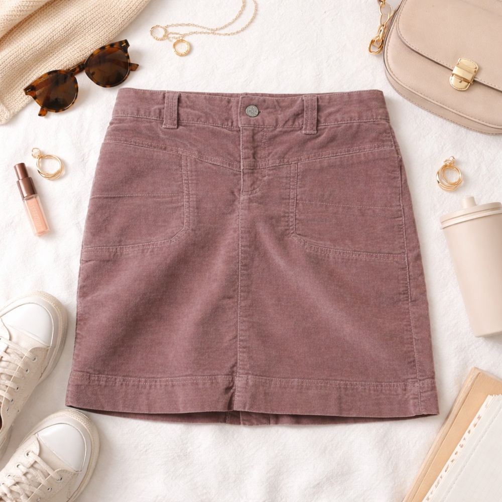 Athleta Corduroy Skirt Womens Size M 10 Brown Utility Casual Outdoor